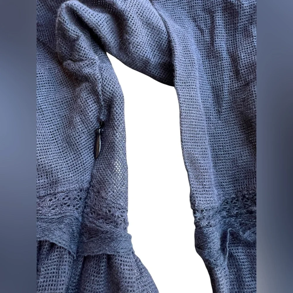 FREE PEOPLE Berlin Black Mesh Long-Sleeved Mini Dress Boho Lace Size S - Picture 6 of 8